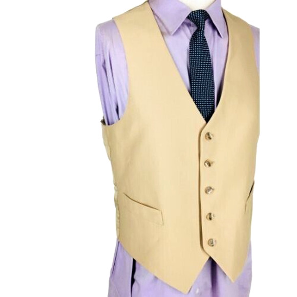 42L Phoenix Clothes USA Mens 1970s Vintage 3 Piece Suit Sand Pants 38 - Picture 6 of 12